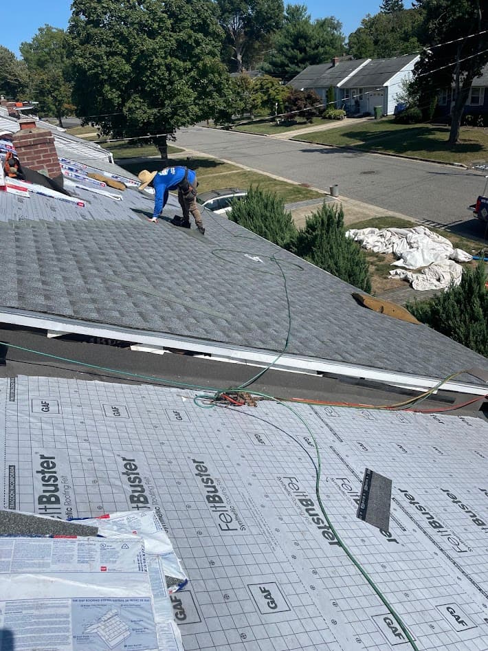 GAF shingle installation in progress
