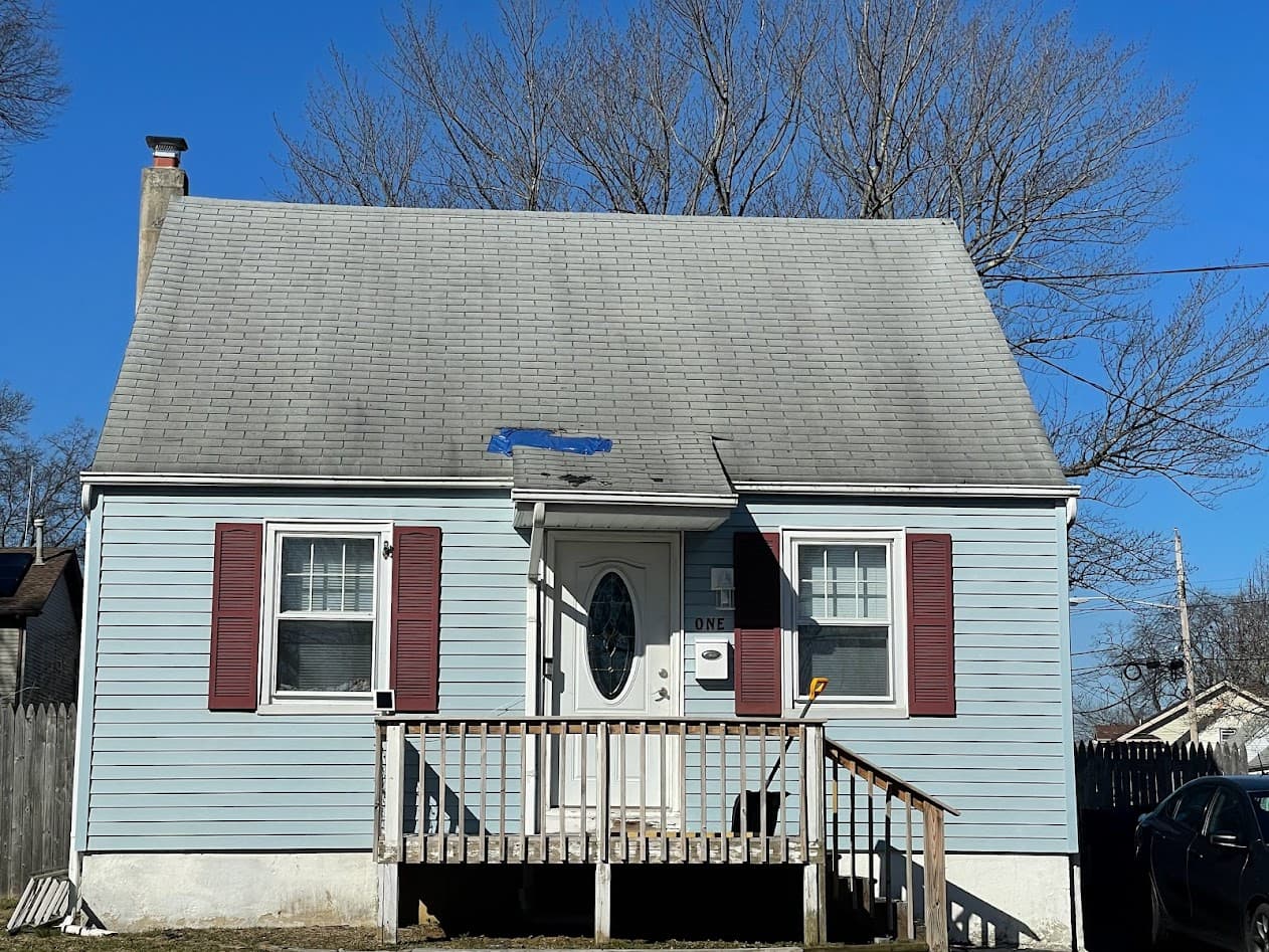 Roof damage requiring repair
